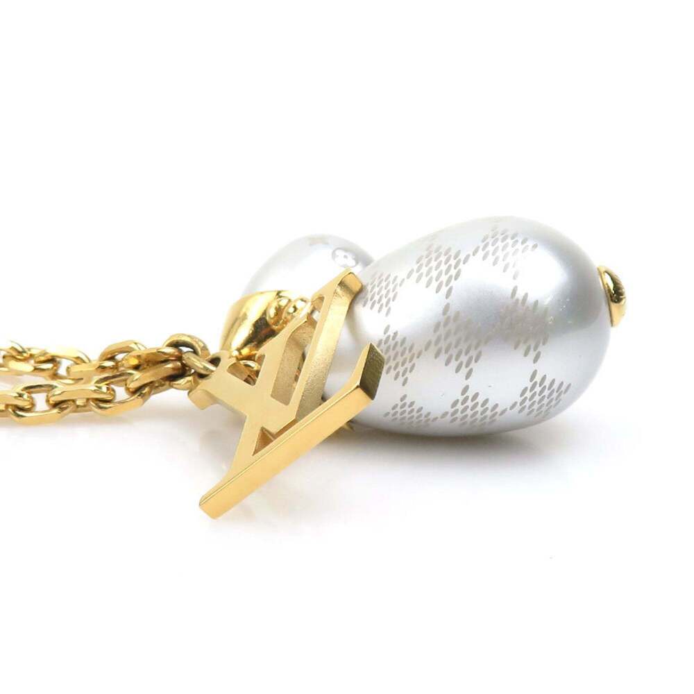 LOUIS VUITTON White Pearl Damier Necklace - Picture 2 of 11